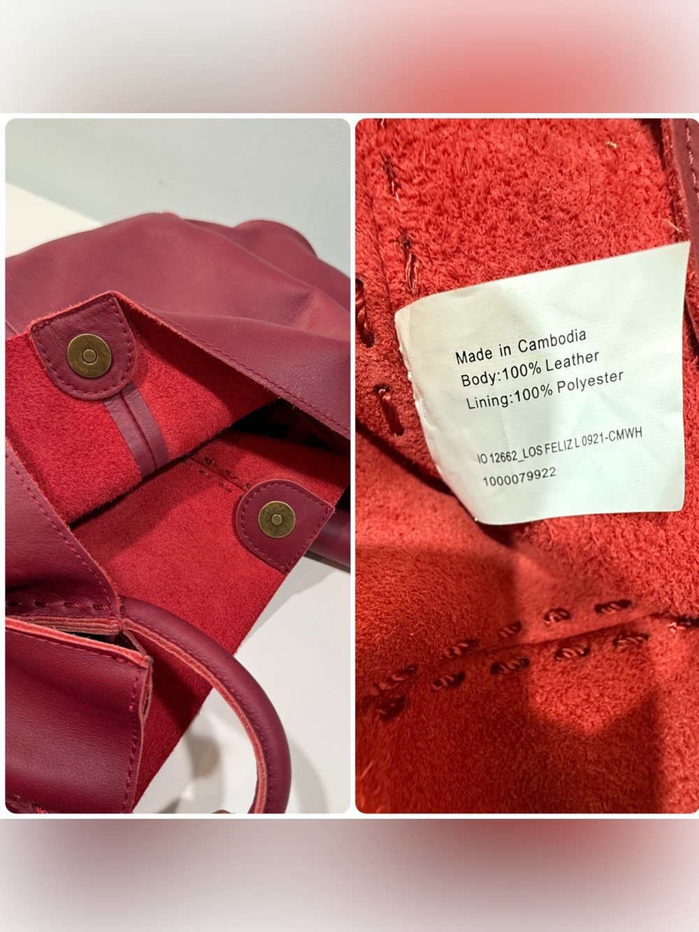 The Sak ~ Los Feliz Large Tote in Crimson Hobo like new! - Picture 15 of 17